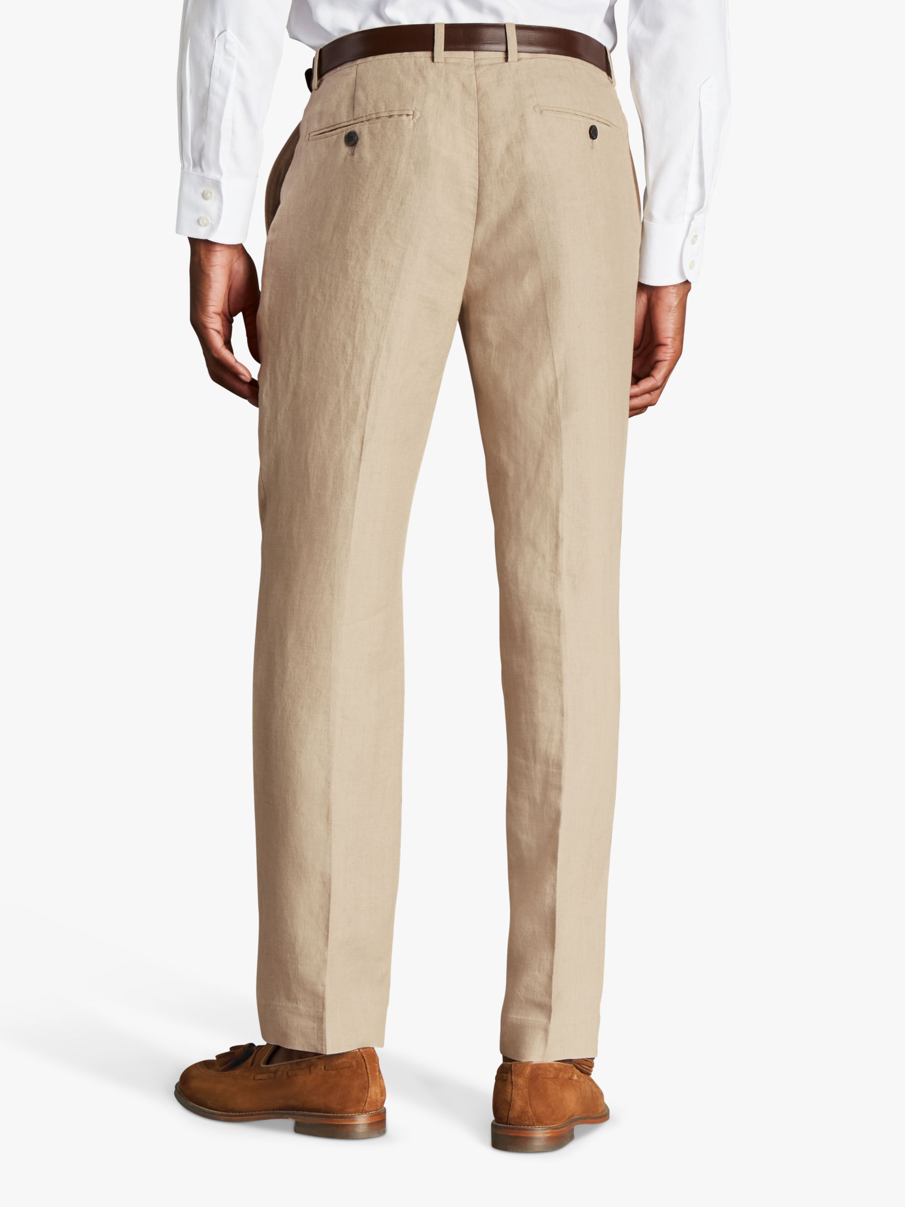 Charles Tyrwhitt Linen Slim Fit Trousers, Stone at John Lewis & Partners