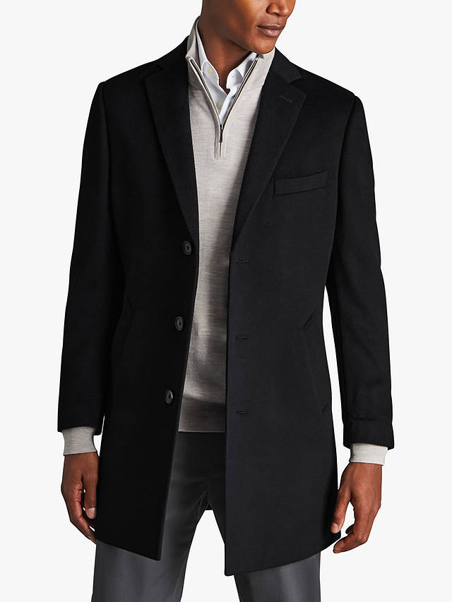 Charles Tyrwhitt Merino Wool Overcoat, Black 