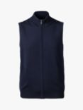 Charles Tyrwhitt Merino Wool Zip Sleeveless Cardigan, Navy