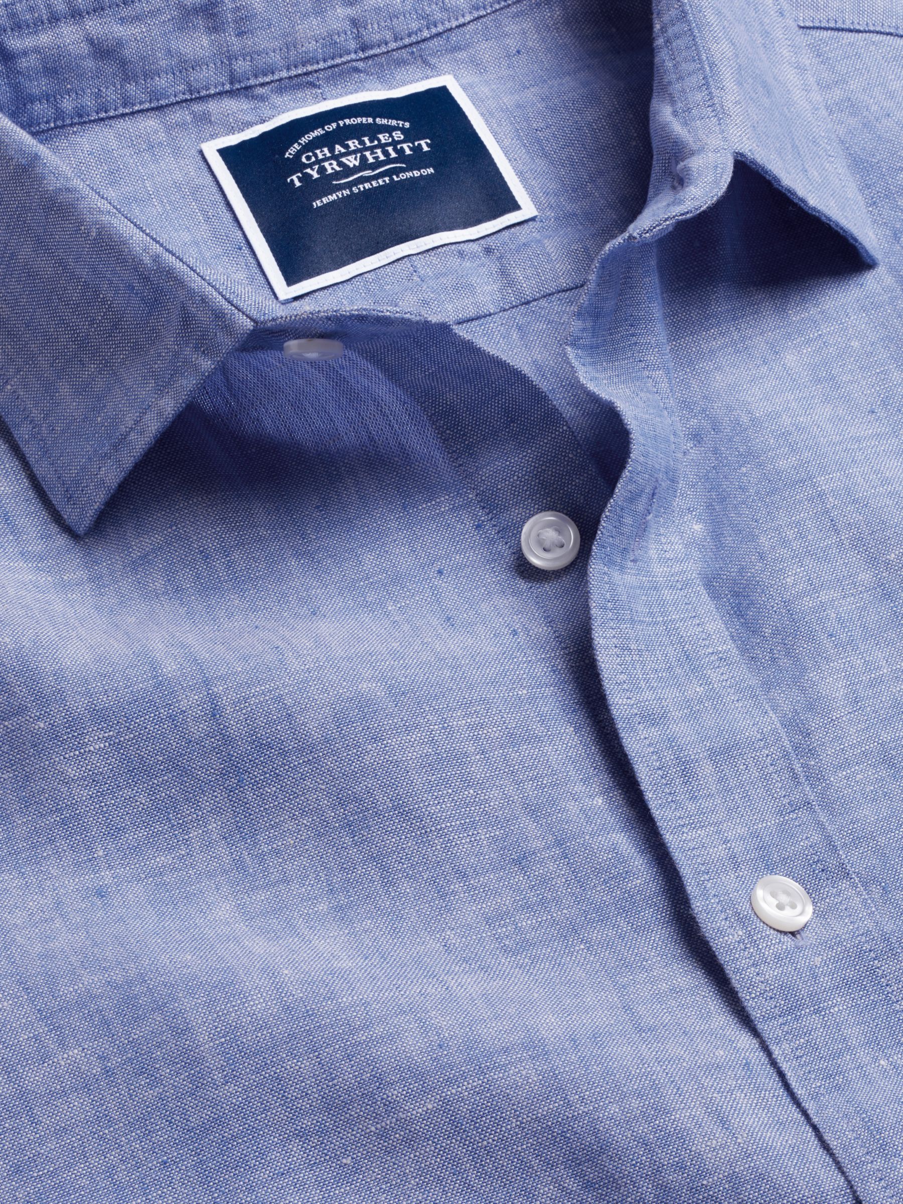 Charles Tyrwhitt Linen Slim Fit Shirt, Cobalt Blue at John Lewis & Partners