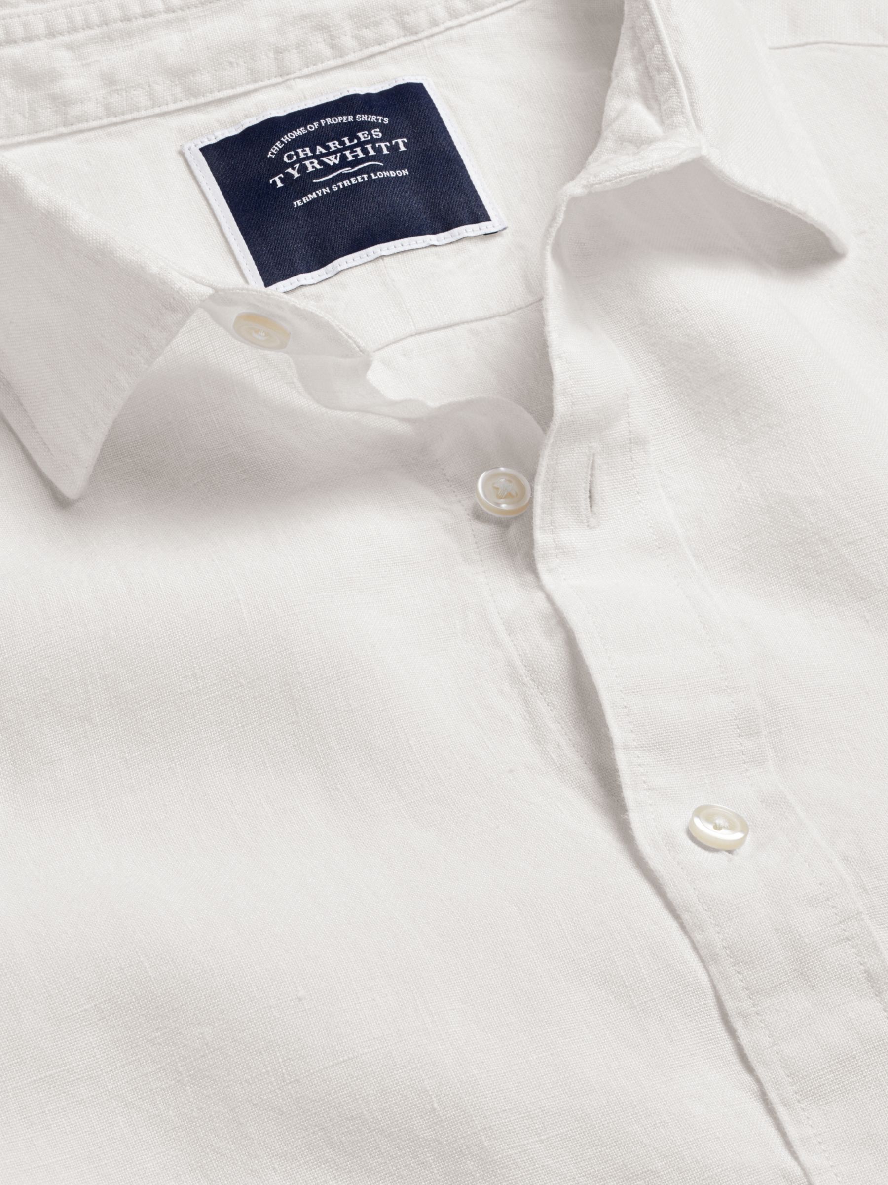 Charles Tyrwhitt Linen Slim Fit Shirt, White, S