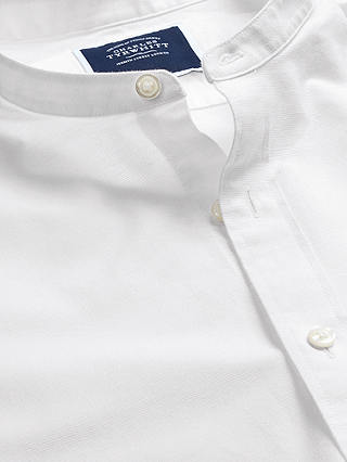 Charles Tyrwhitt Cotton Linen Blend Collarless Slim Fit Shirt, White