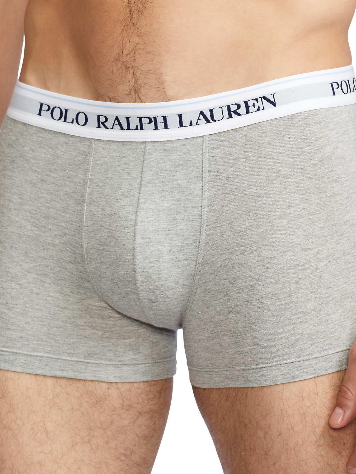 Polo Ralph Lauren Stretch Cotton Trunks, Pack of 3, Grey/Heather/Charcoal  at John Lewis & Partners