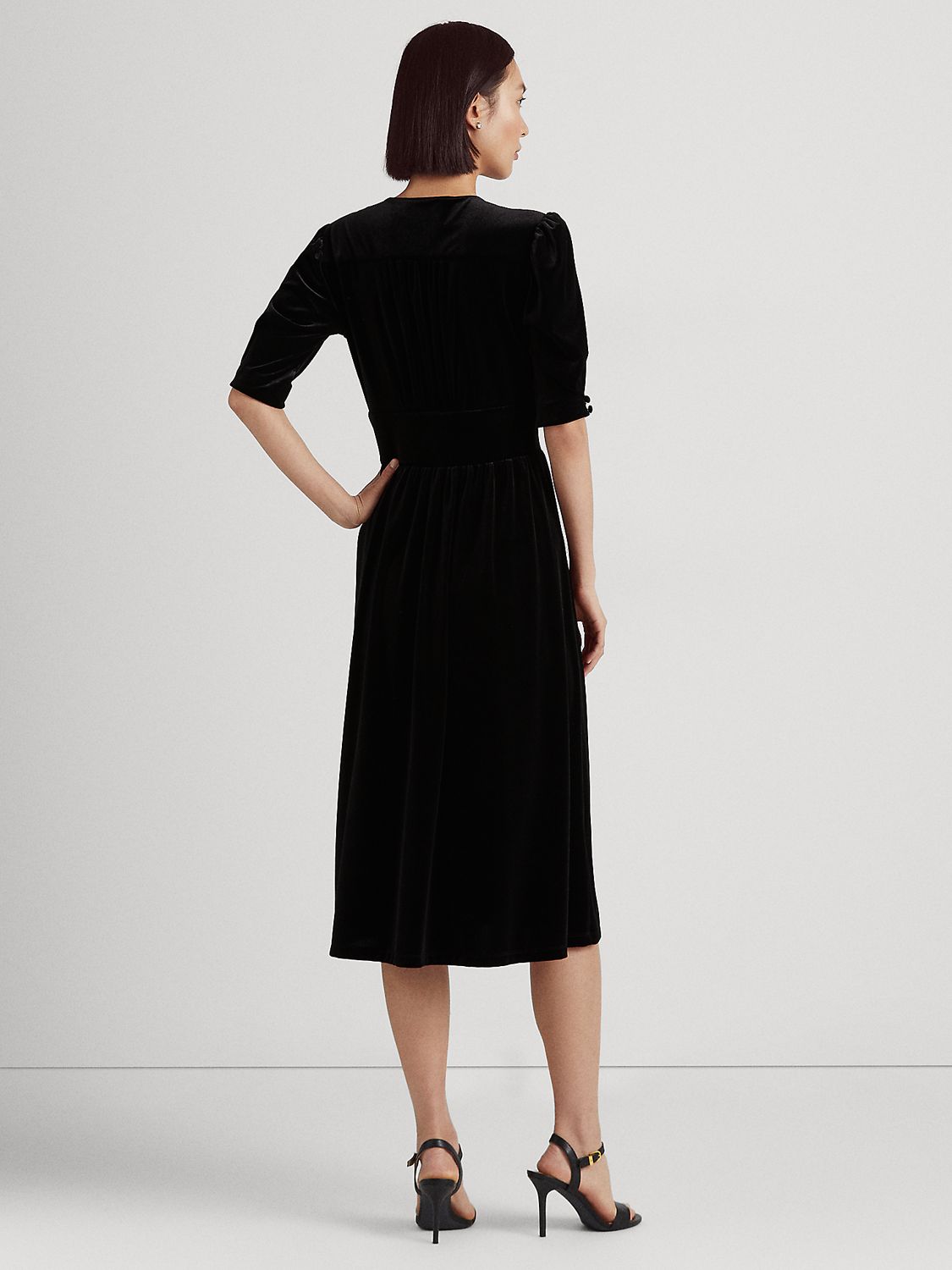 Lauren Ralph Lauren Vinyamin V-Neck Velvet Midi Dress