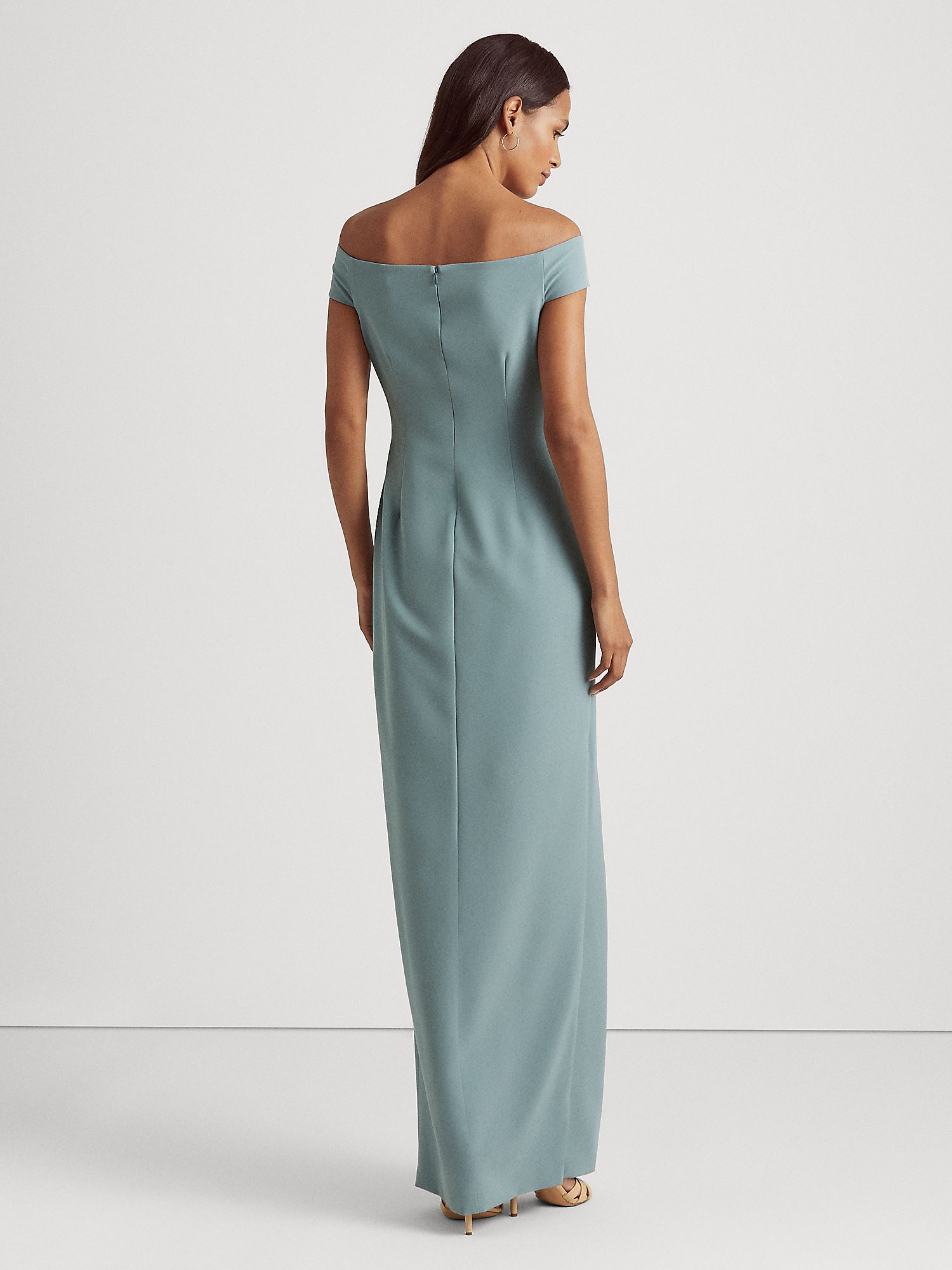 Ralph Lauren Saran Bandeau Neck Plain Evening Dress, Highland Sea