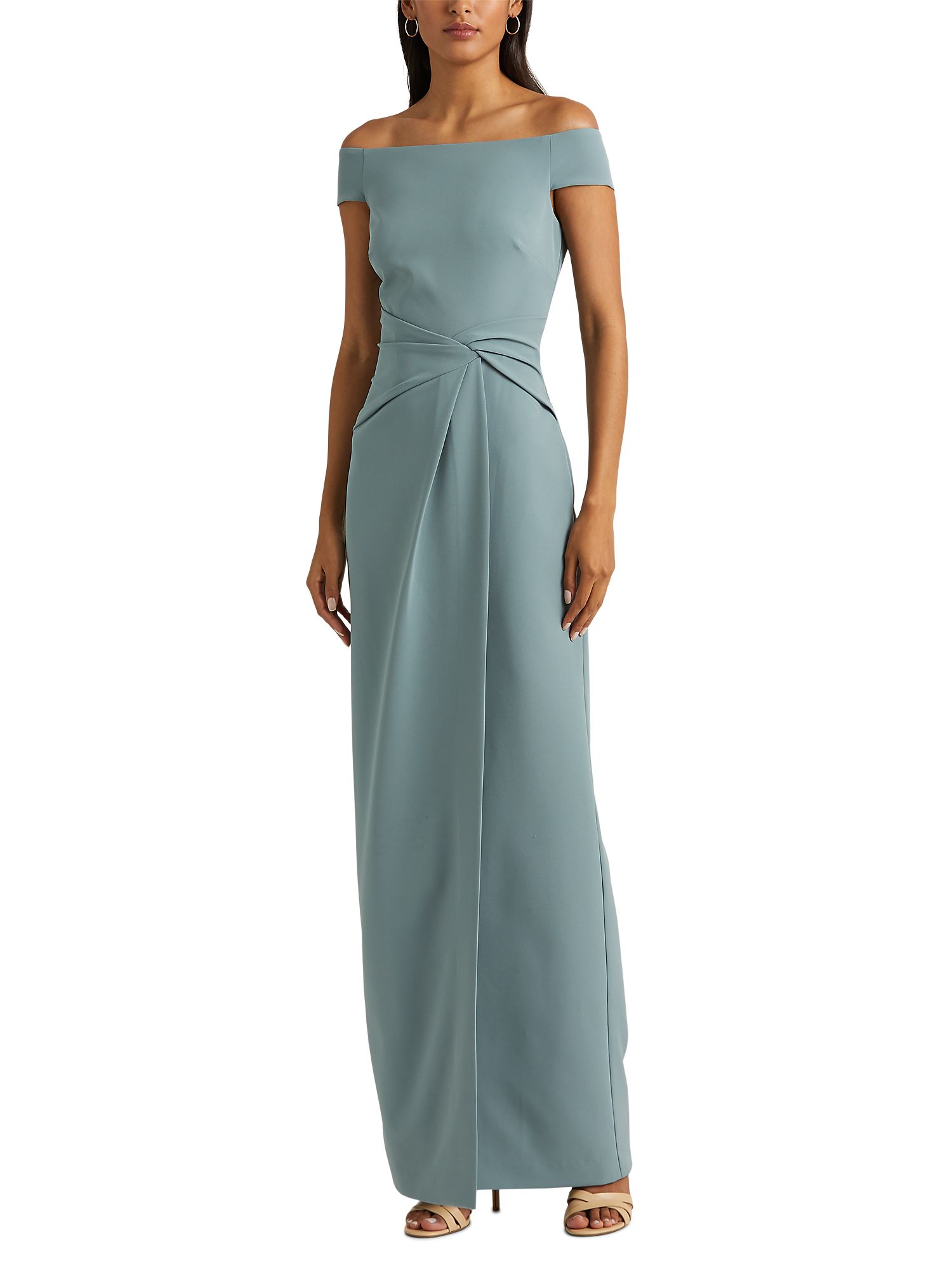 Ralph Lauren Saran Bandeau Neck Plain Evening Dress, Highland Sea