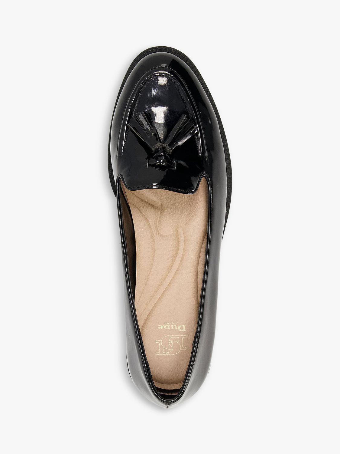 Dune Global Patent Tassel Loafers, Black at John Lewis & Partners