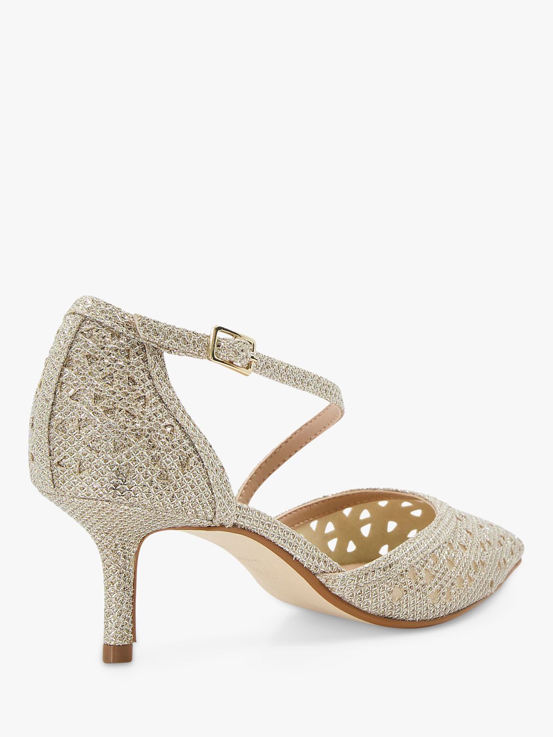 Dune Danna Kitten Heel Court Shoes, Gold at John Lewis & Partners