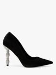 Dune Bonus Suede Embellished Heel Court Shoes, Black