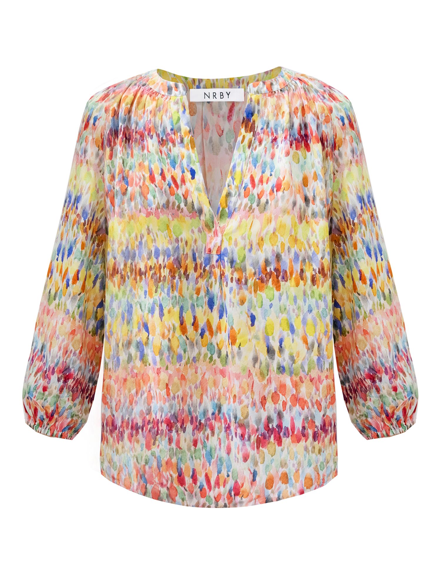 NRBY Lara Silk Watercolour Blouse, Multi at John Lewis & Partners