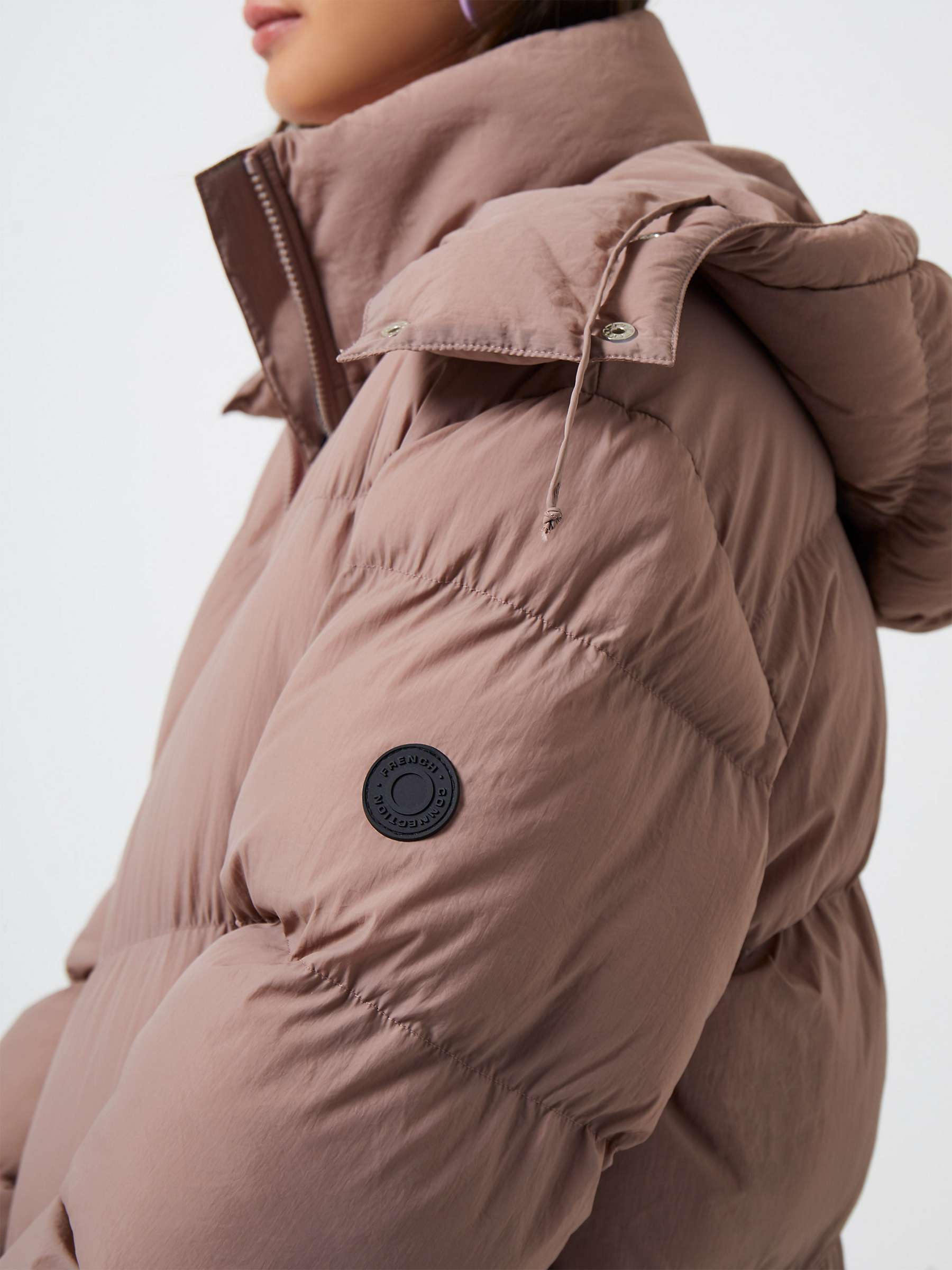 Buy French Connection Coralie Long Hooded Coat, Antler Online at johnlewis.com