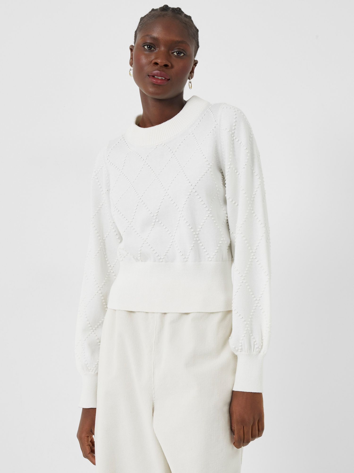 French Connection Joy Mozart Bobble Jumper, Winter White at John Lewis ...