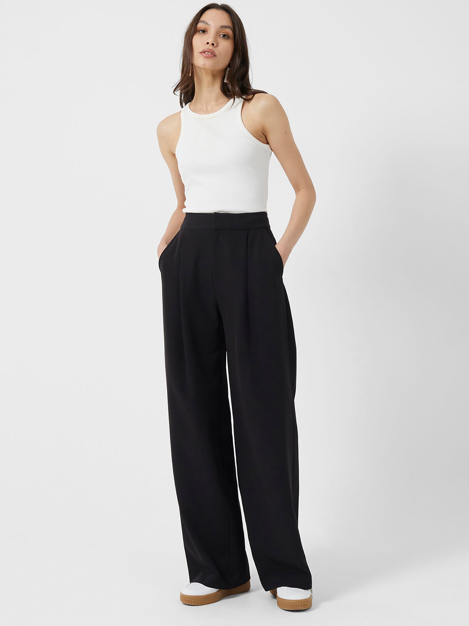 French Connection Ame Wide Leg Suit Trousers, Black, 6