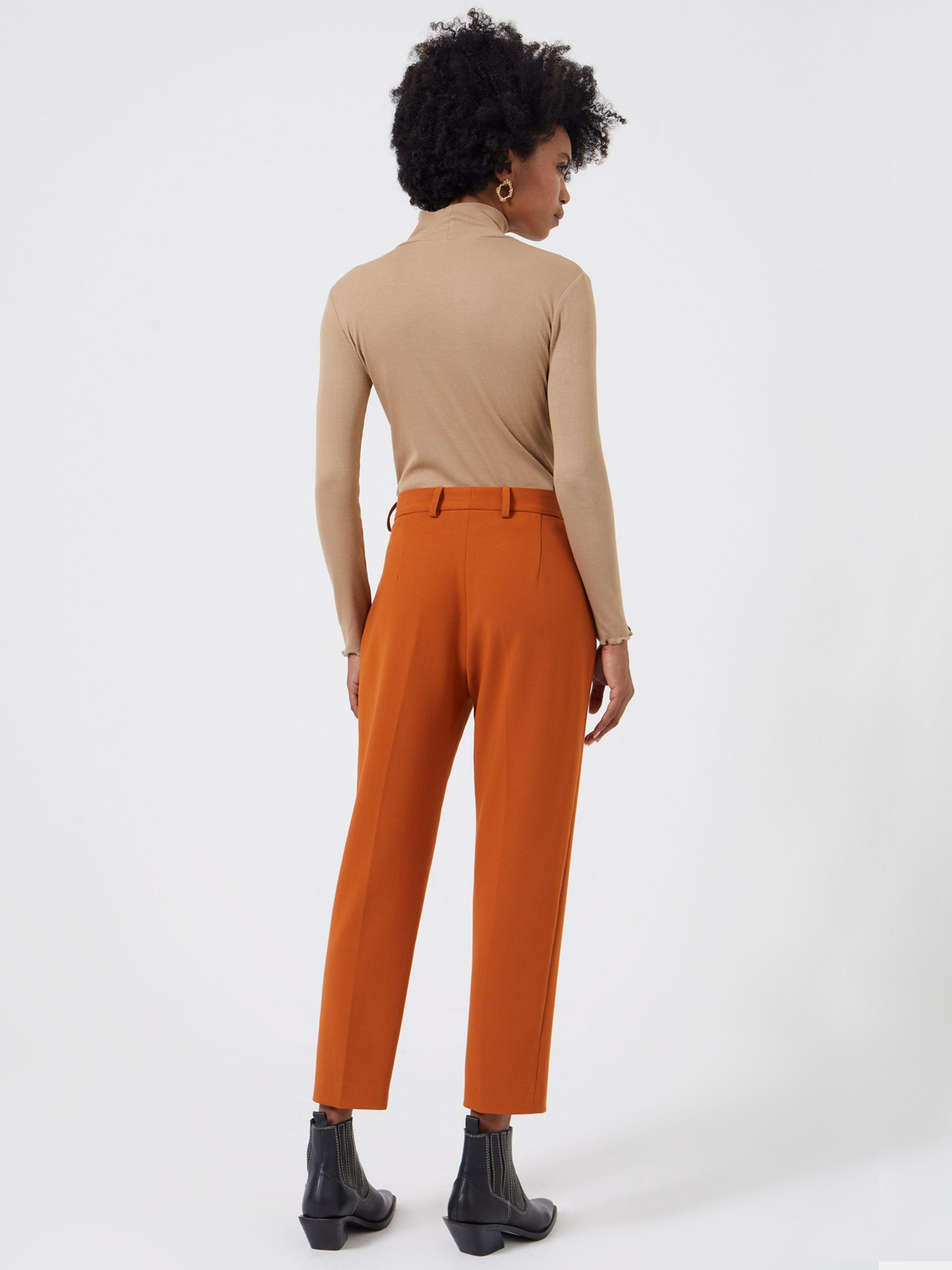 French Connection Buntie Whisper Ruth Cropped Trousers, Leather Brown ...