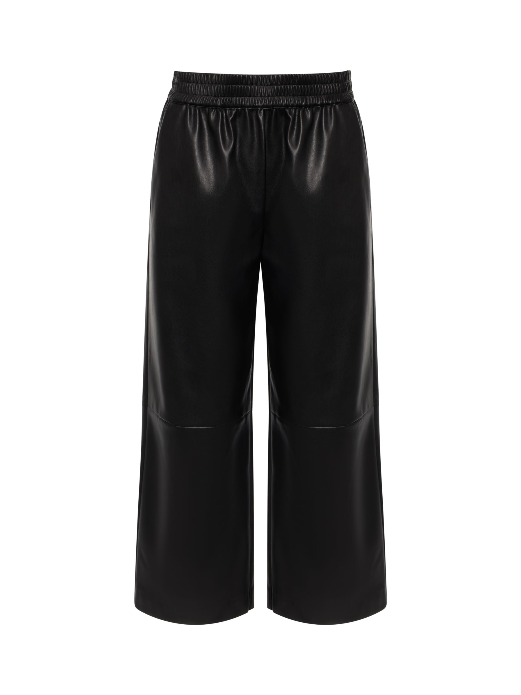 French Connection Etta Wide Leg Faux Leather Trousers, Black at John ...