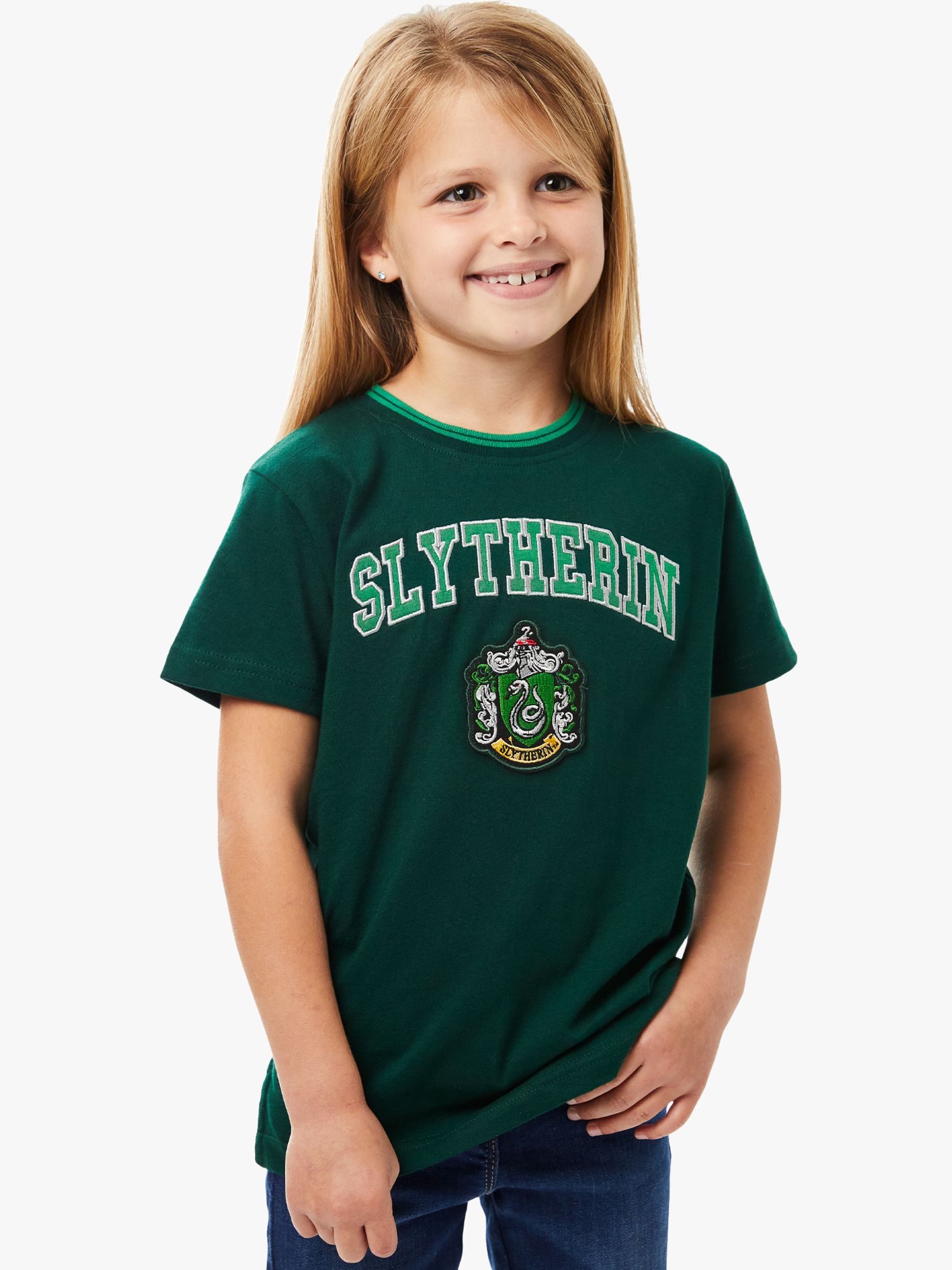 Buy Fabric Flavours Kids' Harry Potter Slytherin Short Sleeve T-Shirt, Green Online at johnlewis.com