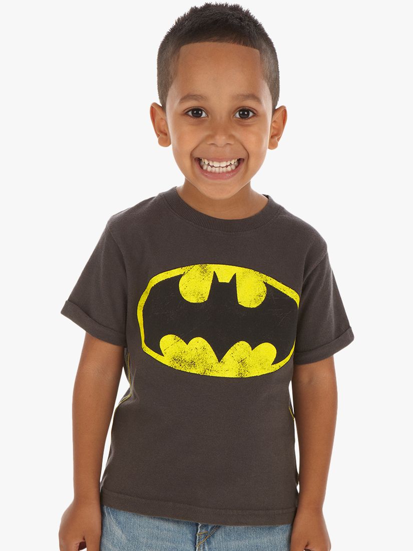 Fabric Flavours Kids' Batman Logo Vintage Wash T-Shirt, Black at John &