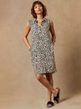 Mint Velvet Aubrey Leopard Print Mini Shirt Dress, Natural