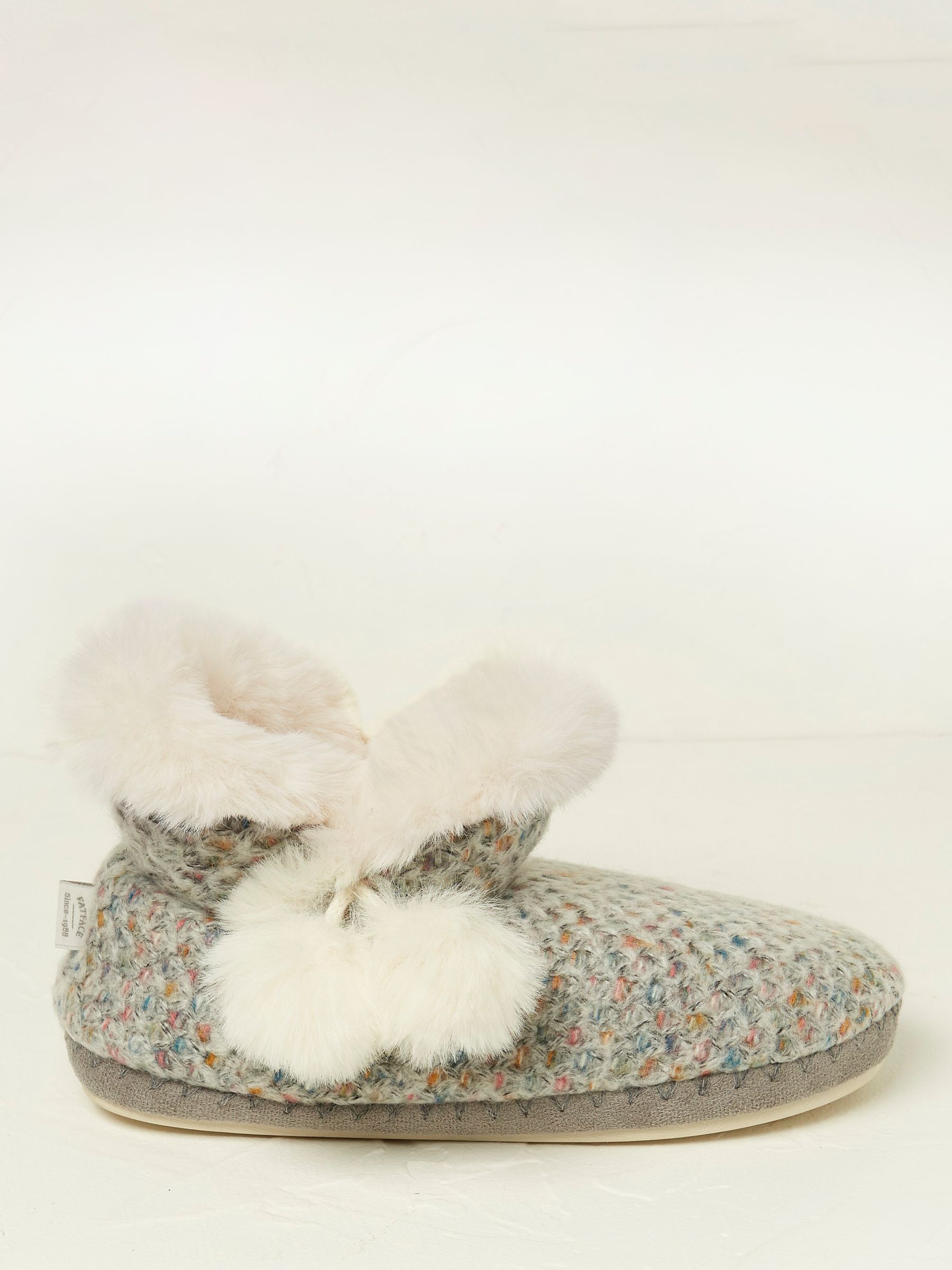 FatFace Felicity Knit Slipper Boots, Grey/Multi