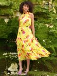 Ro&Zo Floral Halterneck Midi Dress, Yellow