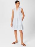 Hobbs Soho Textured Stripe Mini Dress, Pale Blue/White