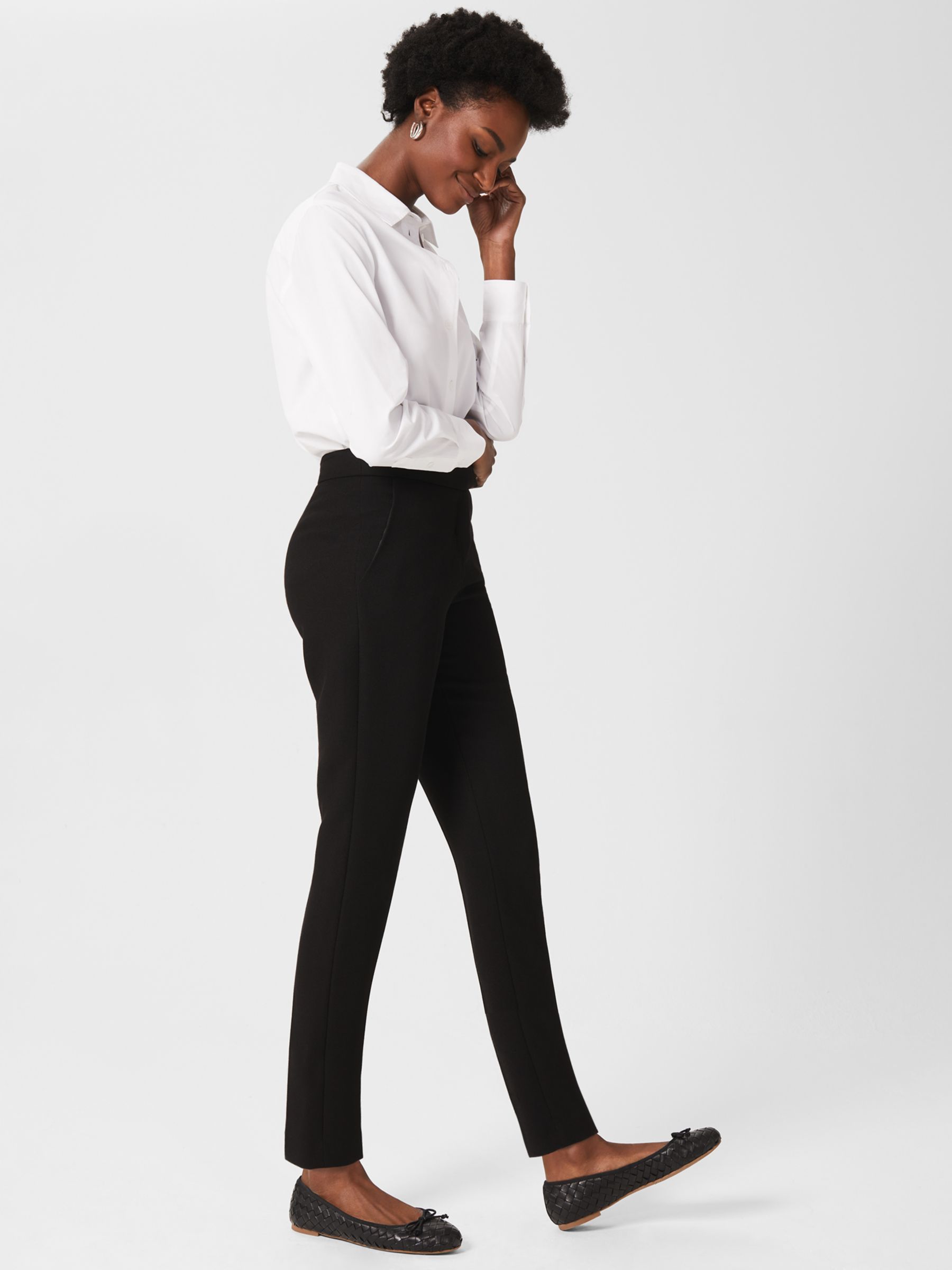 Hobbs Petite Ophelia Slim Trousers, Black at John Lewis & Partners