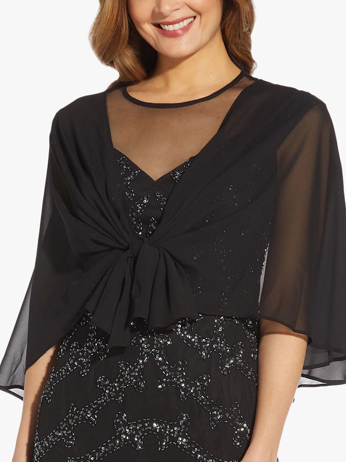 Adrianna Papell Chiffon Cover Up, Black at John Lewis & Partners