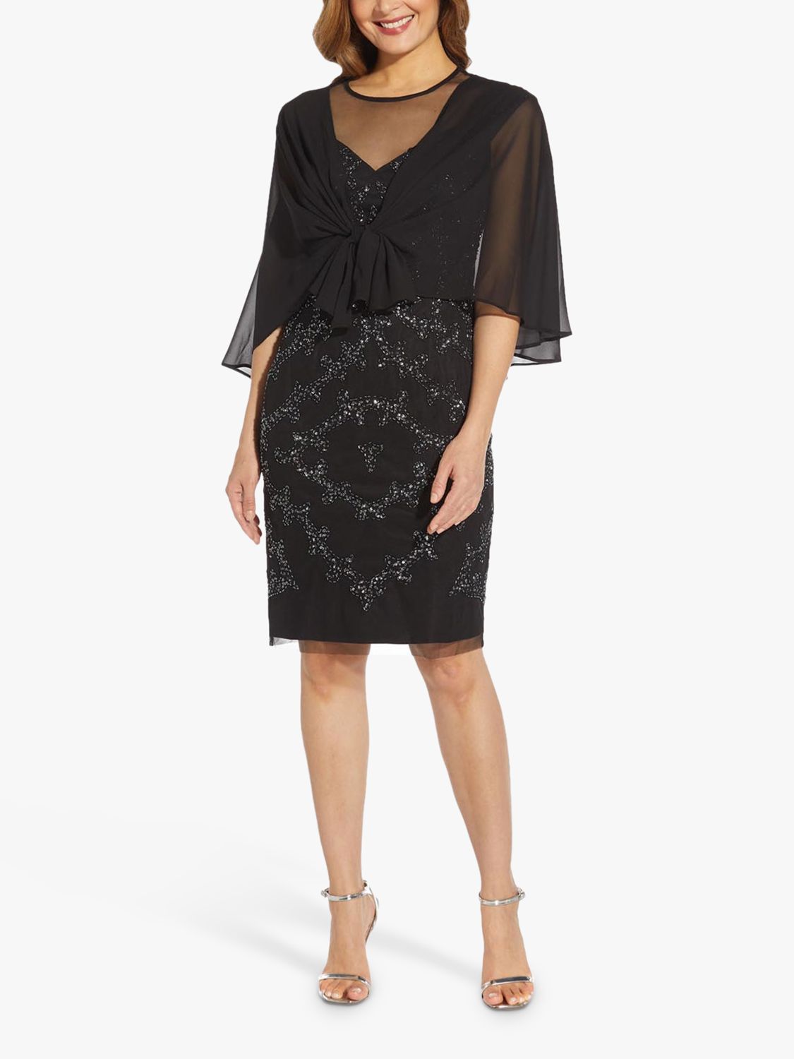 Adrianna Papell Chiffon Cover Up Black at John Lewis Partners