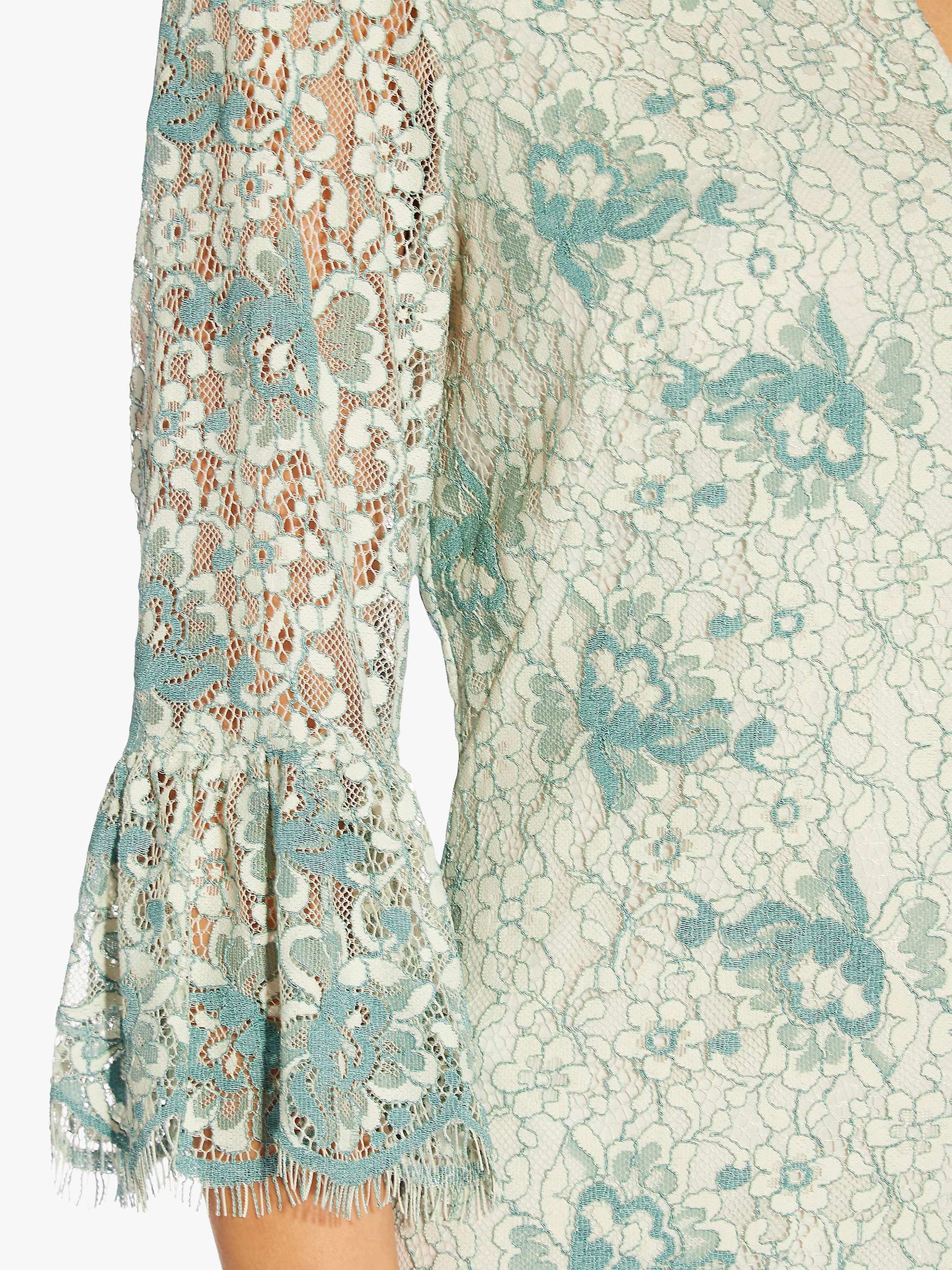 Buy Adrianna Papell Floral Lace Scallop Trim Shift Dress, Ivory/Mint Online at johnlewis.com