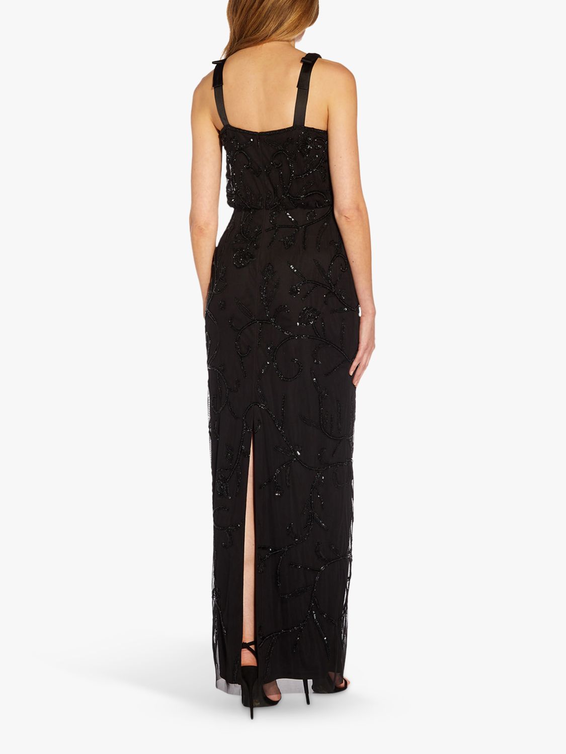 Adrianna Papell Beaded Sleeveless Maxi Dress Black