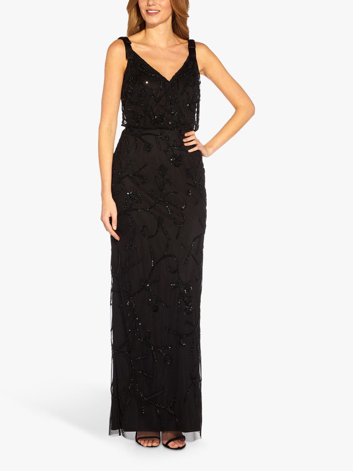 Adrianna Papell Beaded Sleeveless Maxi Dress Black at John Lewis