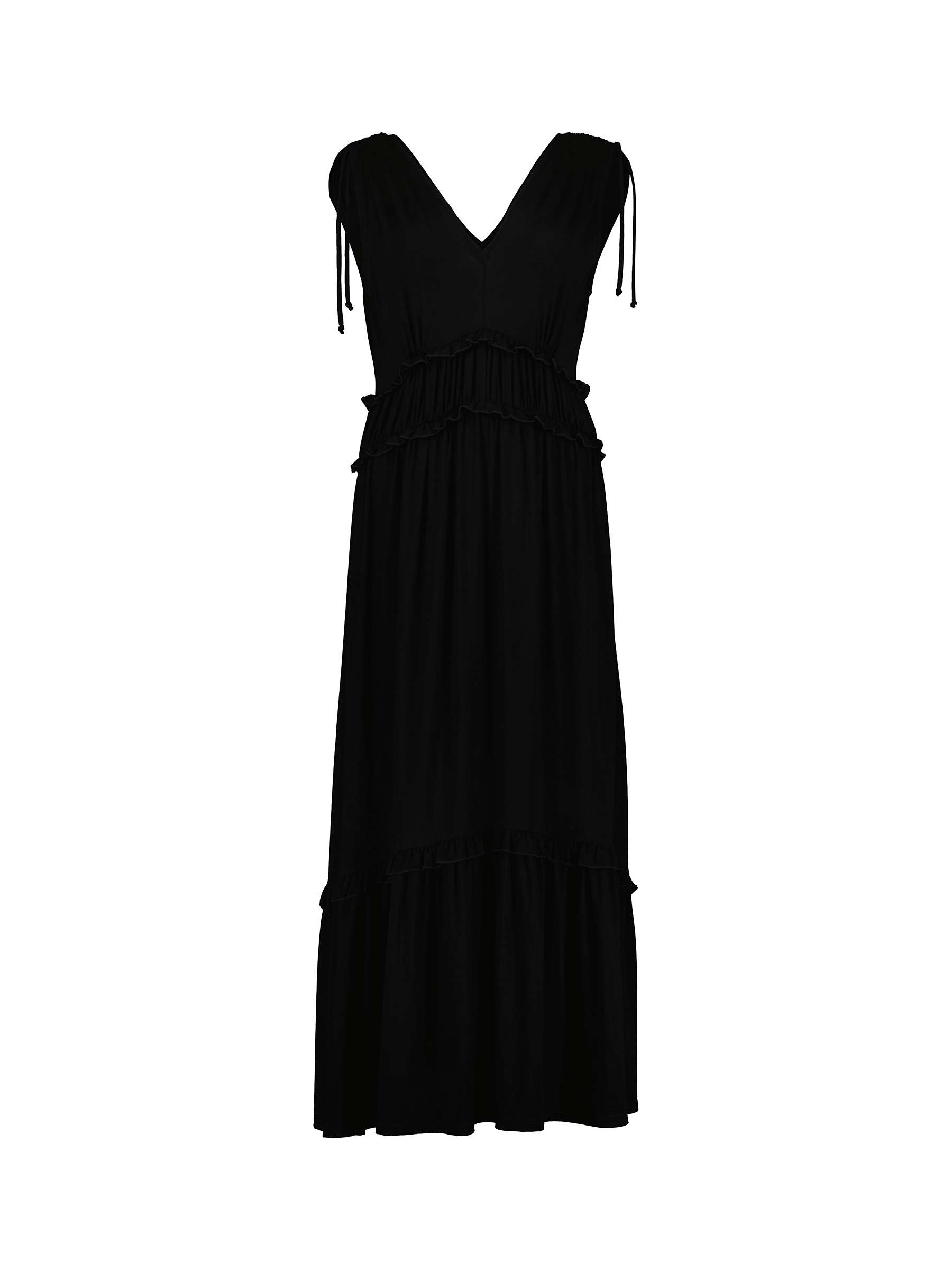 Buy Baukjen Lindsay Tiered Midi Dress, Caviar Black Online at johnlewis.com