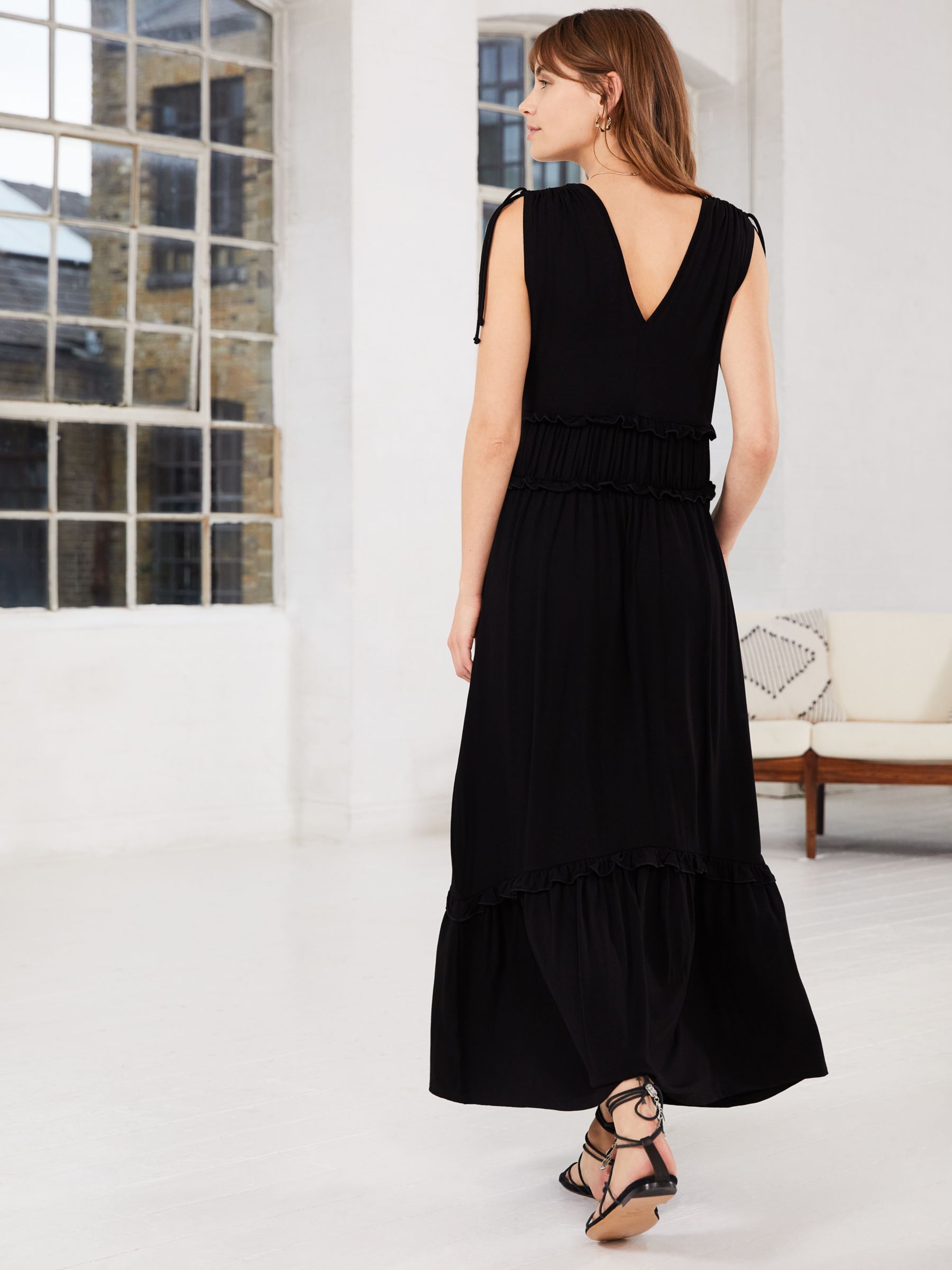 Buy Baukjen Lindsay Tiered Midi Dress, Caviar Black Online at johnlewis.com