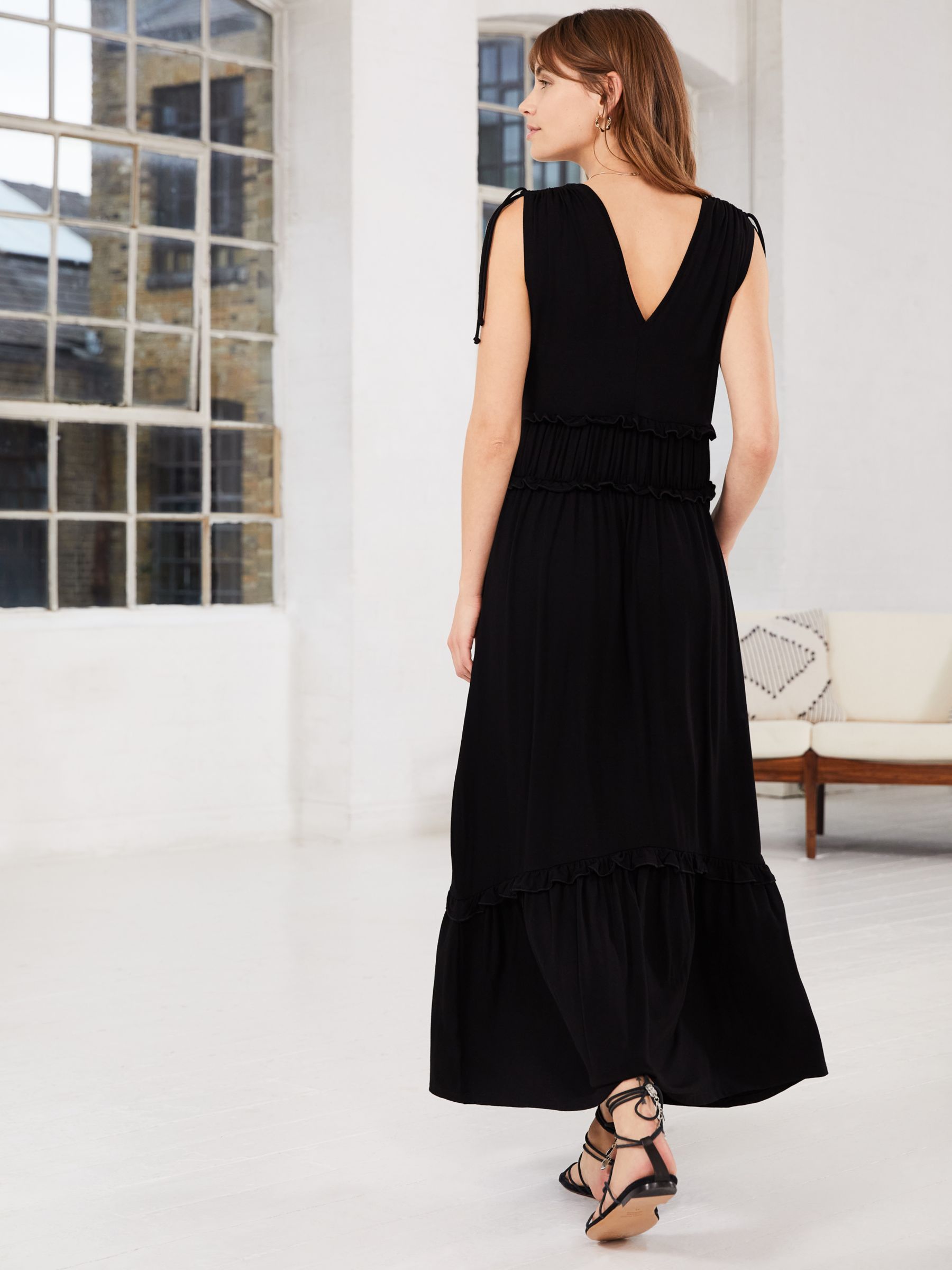 Baukjen Lindsay Tiered Midi Dress, Caviar Black at John Lewis & Partners