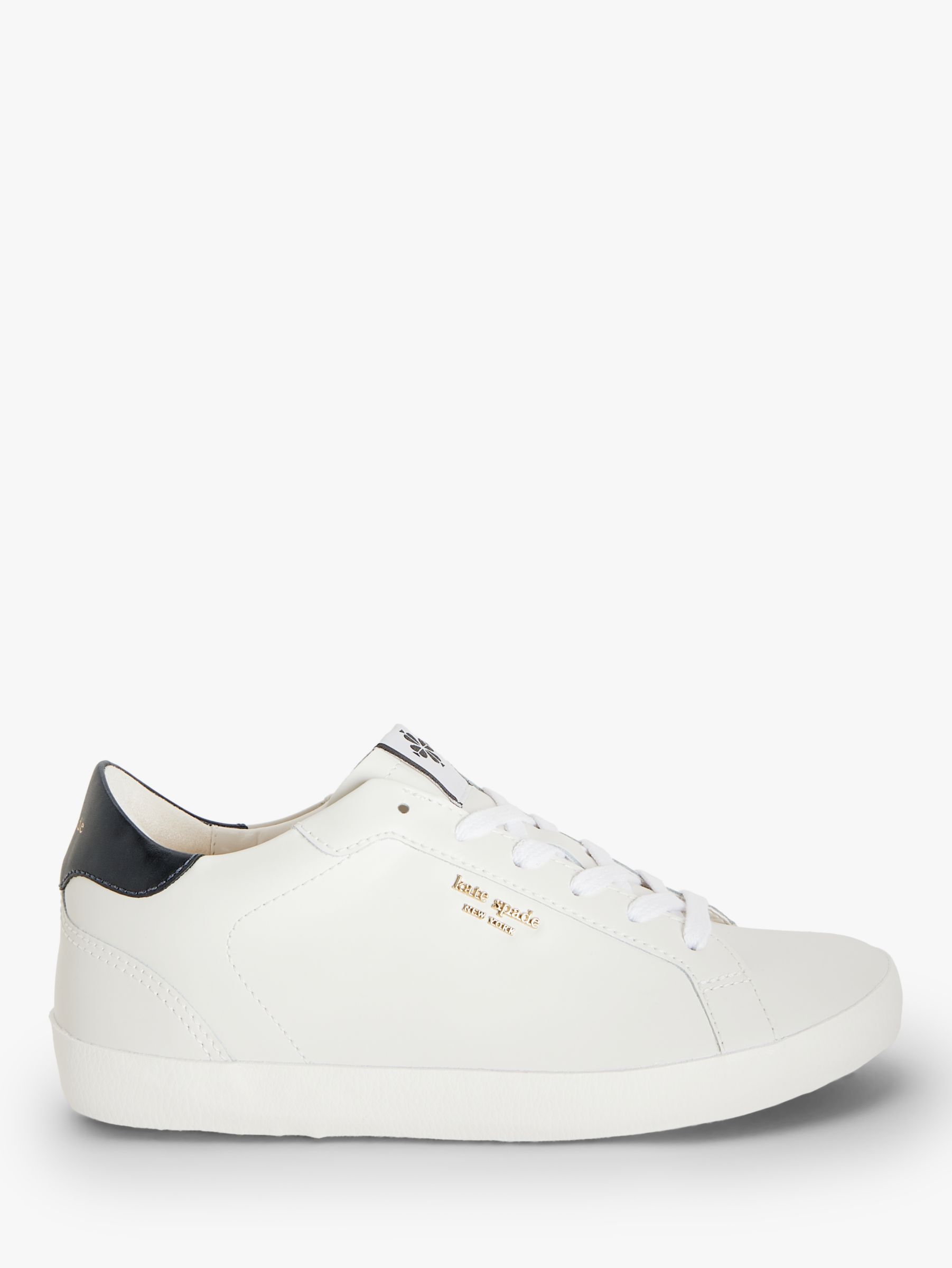 kate spade new york Ace Low Top Leather Trainers, Optic White/Black