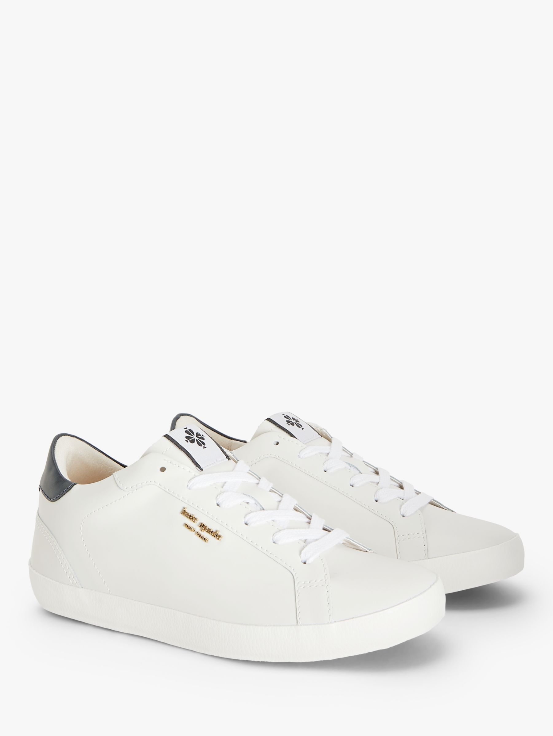 kate spade new york Ace Low Top Leather Trainers, Optic White/Black