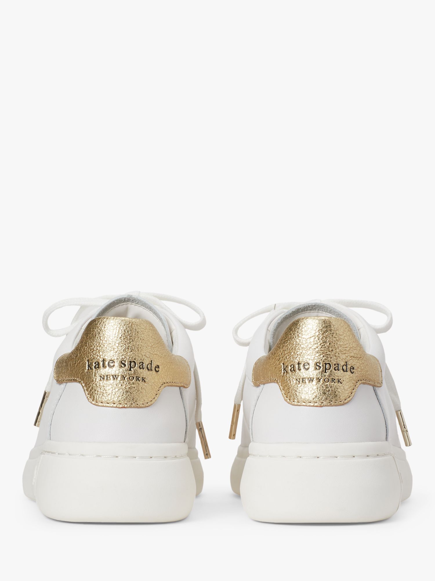 kate spade new york Low Top Leather Trainers, Optic White/Pale Gold at ...