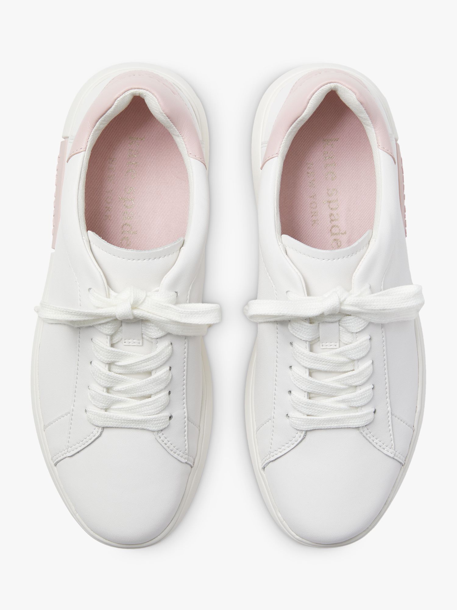 kate spade new york Lift Low Top Leather Trainers, Optic White/Tutu Pink at  John Lewis & Partners