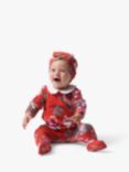 Angel & Rocket Baby Effie Bow Print Bodysuit & Hat, Red