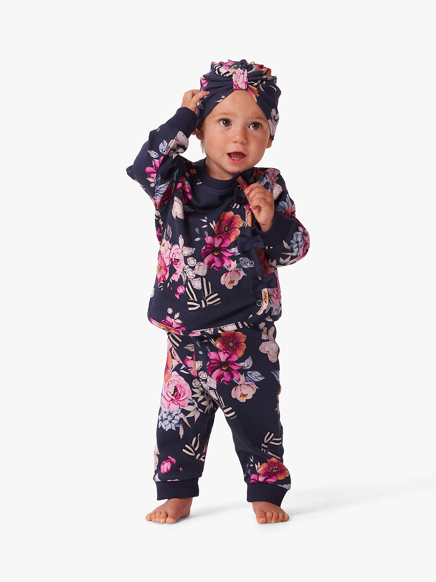 Buy Angel & Rocket Baby Luna Bow Hat, Top & Trousers Set, Navy Online at johnlewis.com