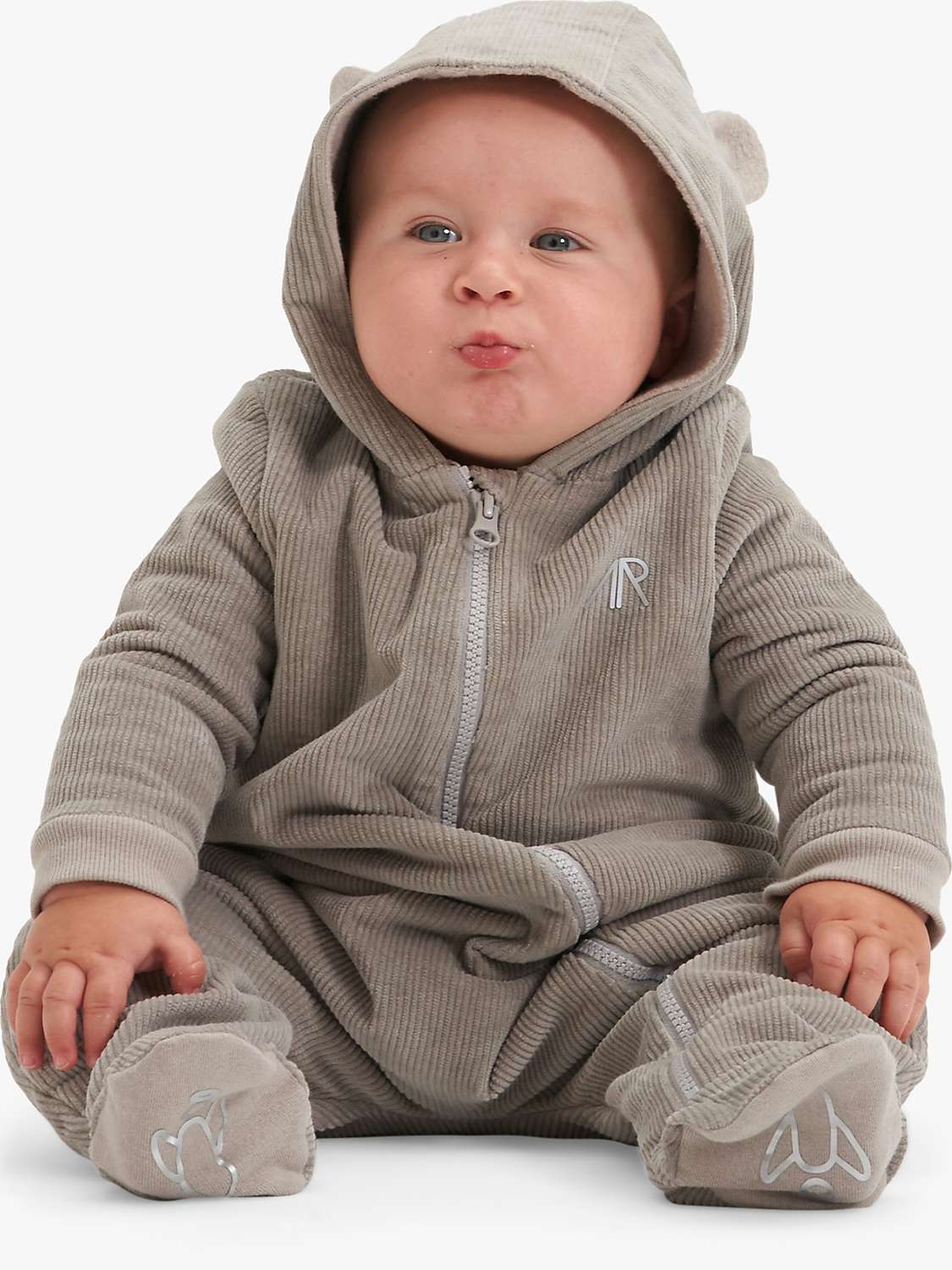 Buy Angel & Rocket Baby Corduroy Zip Up Snowsuit, Grey Online at johnlewis.com