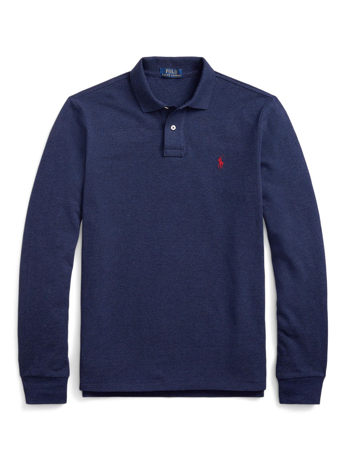 Polo Ralph Lauren Custom Slim Fit Long Sleeve Polo Shirt, Navy Heather ...