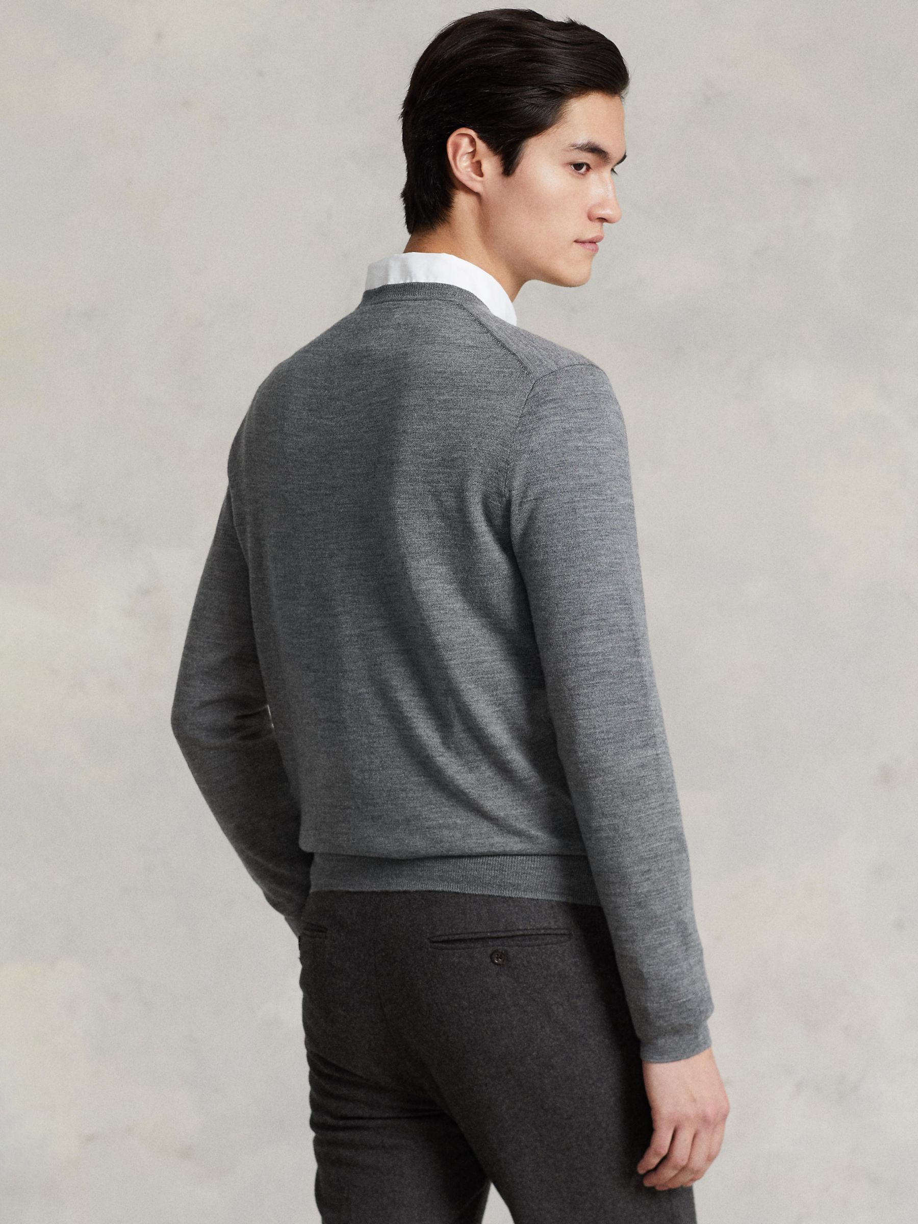 Polo Ralph Lauren Merino Wool Jumper, Fawn Grey Heather at John Lewis &  Partners