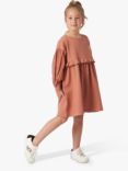Angel & Rocket Kids' Broderie Sleeve Ruffle Jersey Dress, Brown