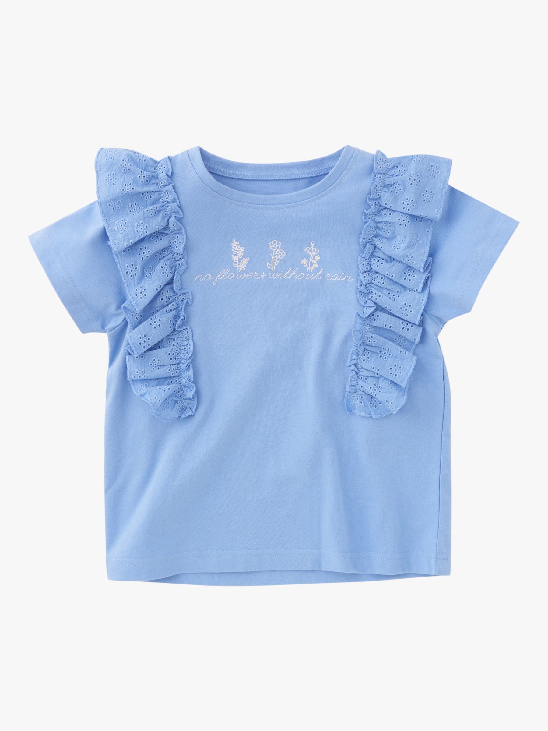 Angel & Rocket Kids' Broderie Frill T-Shirt, Blue