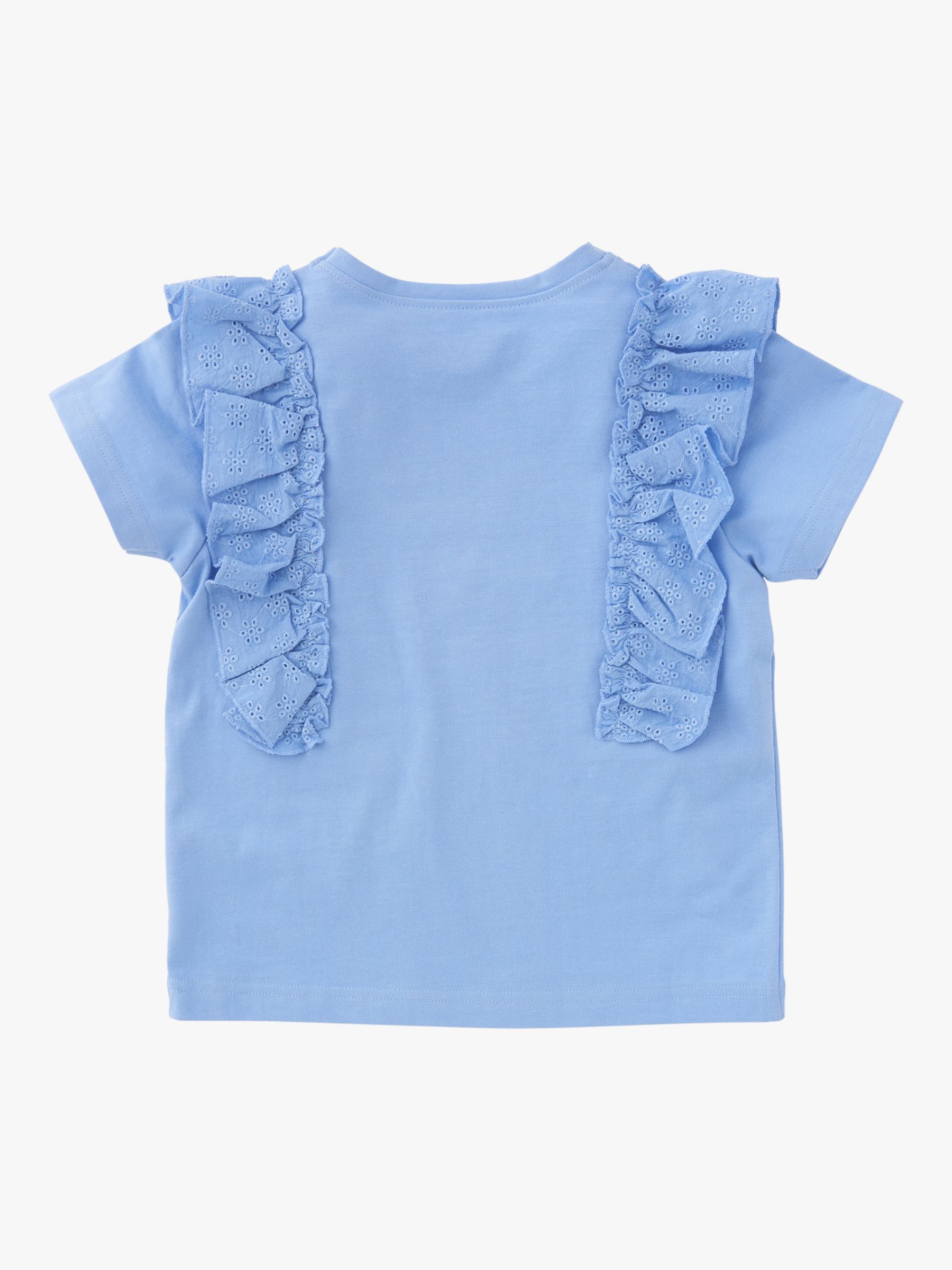 Angel & Rocket Kids' Broderie Frill T-Shirt, Blue at John Lewis & Partners