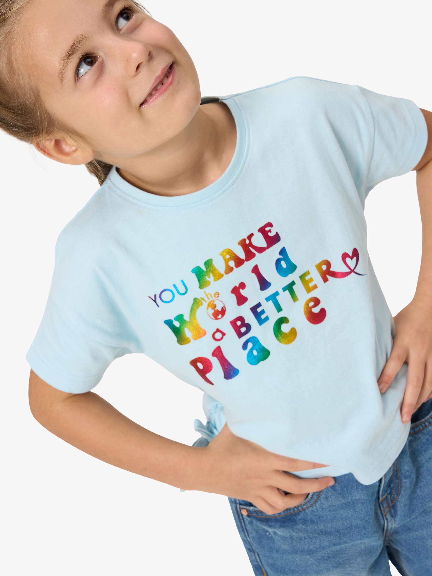 Buy Angel & Rocket Kids' Brooke Slogan T-Shirt, Blue Online at johnlewis.com