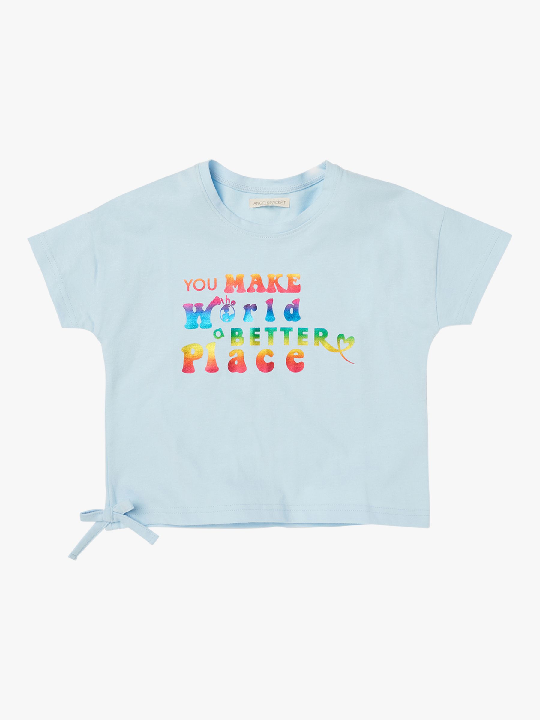 Angel & Rocket Kids' Brooke Slogan T-Shirt, Blue at John Lewis & Partners