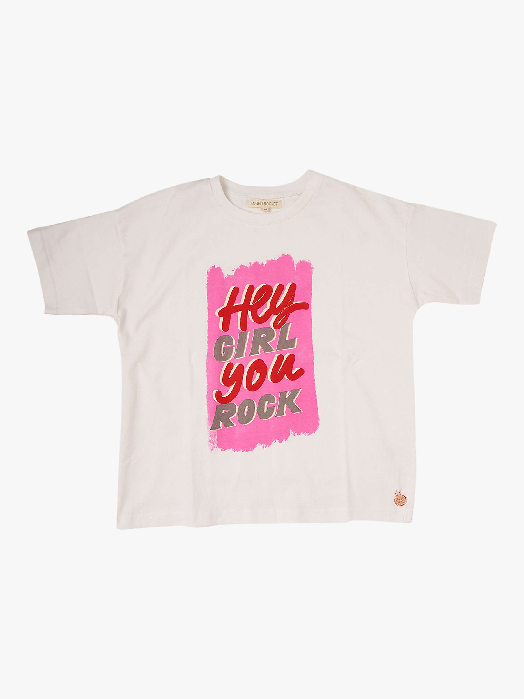 Buy Angel & Rocket Kids' Gigi Hey Girl T-Shirt, White Online at johnlewis.com