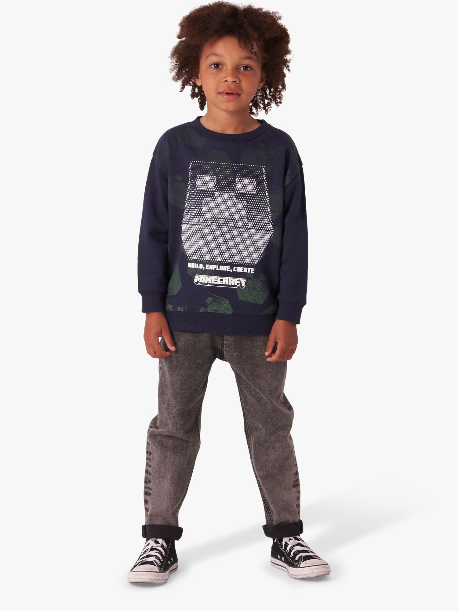 Angel & Rocket Kids' Minecraft Sweatshirt, Navy at John Lewis & Partners